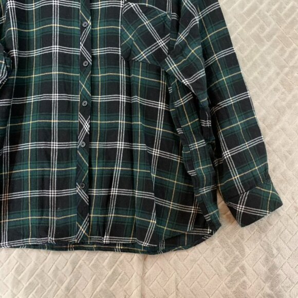 Well Worn Mens XXL Shirt Green Plaid Flannel Button Up Long Sleeve Cotton Blend - Picture 4 of 13